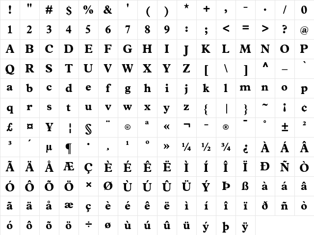 Index-Bold Regular Character Map Index-Bold Regular Character Map