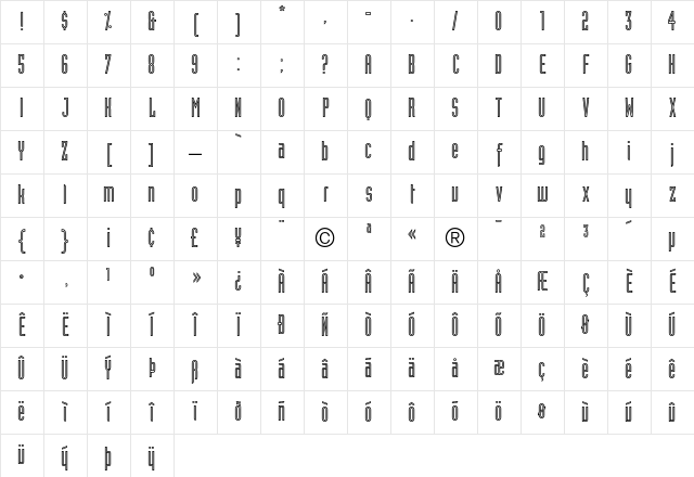 Industria Inline Character Map
