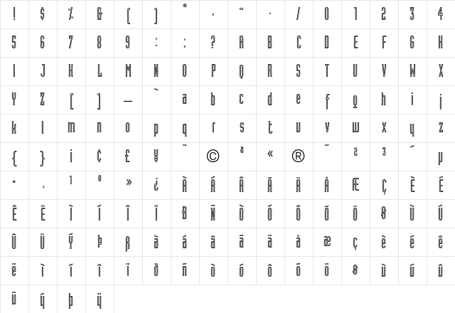 Industria Inline A Character Map