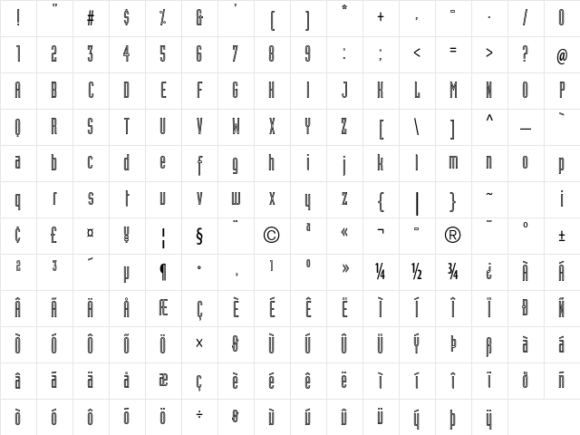 Industria LT Std Inline Character Map