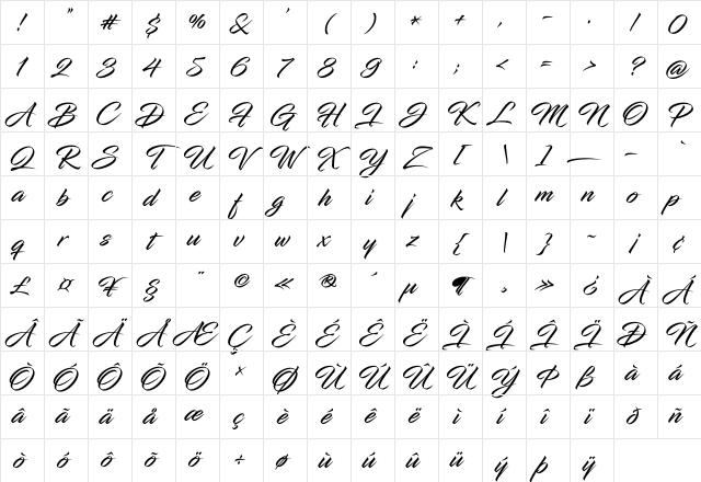 Infinite Stroke Regular Character Map