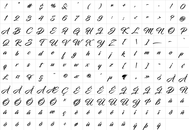 Infinite Stroke Condensed Bolder Character Map