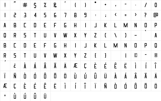 Ingrata Regular Character Map