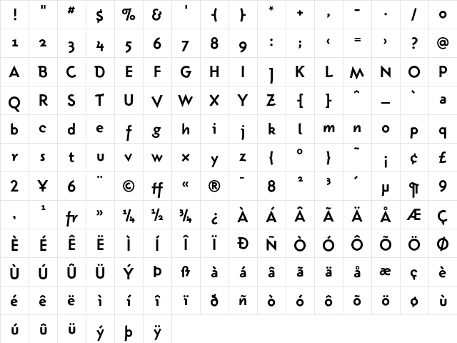 Instanter Bold Character Map