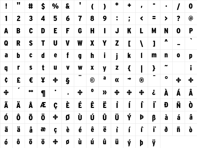 InterstatePlus Black Cond Character Map InterstatePlus Black Cond Character Map
