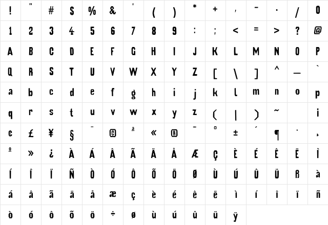 Iodine Regular Character Map