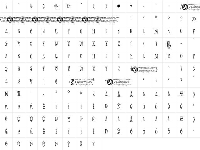 Irish^Clovers Regular Character Map Irish^Clovers Regular Character Map