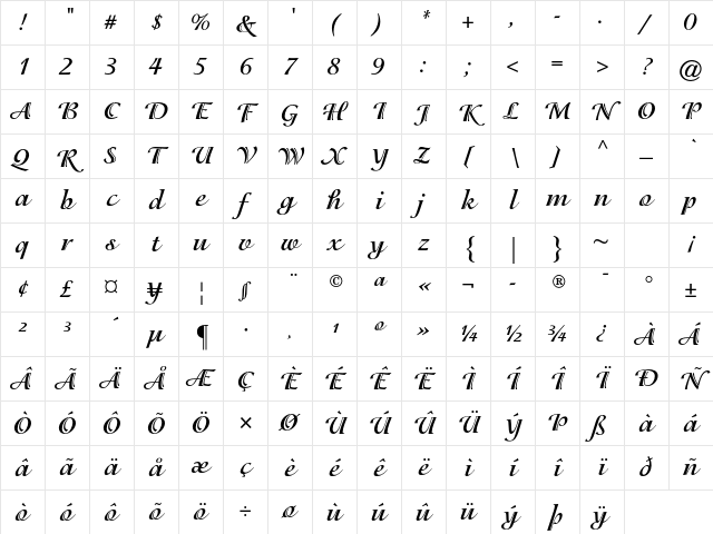 ITC Isadora Std Bold Character Map