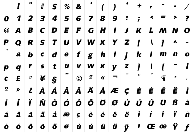 Isaxony Bold Character Map Isaxony Bold Character Map
