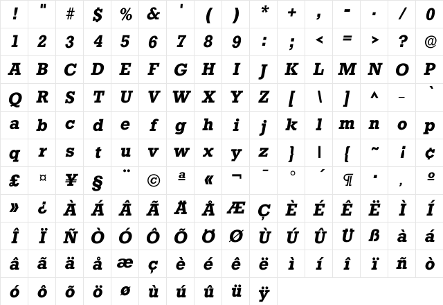 Istafford DemiBold Character Map
