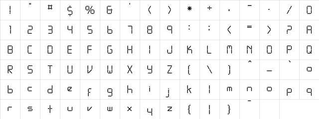 LED.Font Regular Character Map LED.Font Regular Character Map