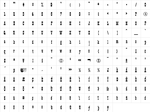 Italienne LT Std Regular Character Map