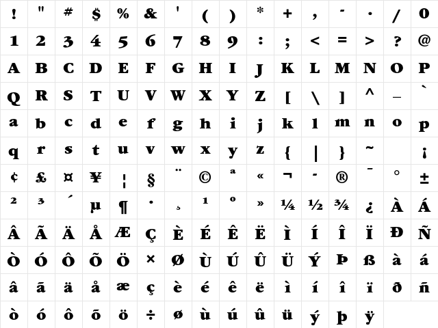 ITC Garamond Std Ultra Character Map