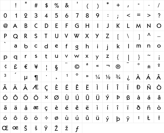 ITC Kabel LT Medium Character Map ITC Kabel LT Medium Character Map
