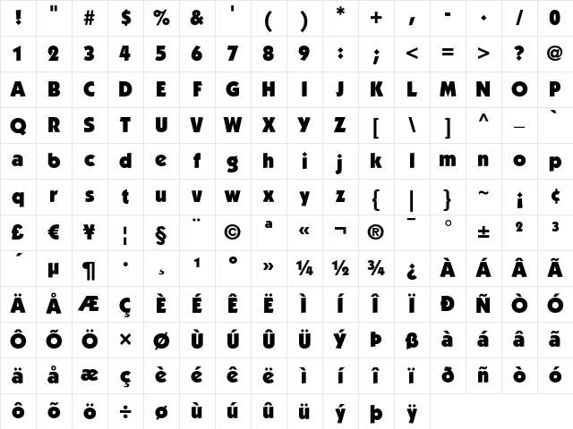 ITC Kabel LT Ultra Character Map ITC Kabel LT Ultra Character Map