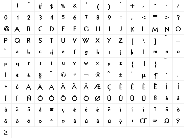 KochOriginal Bold Character Map
