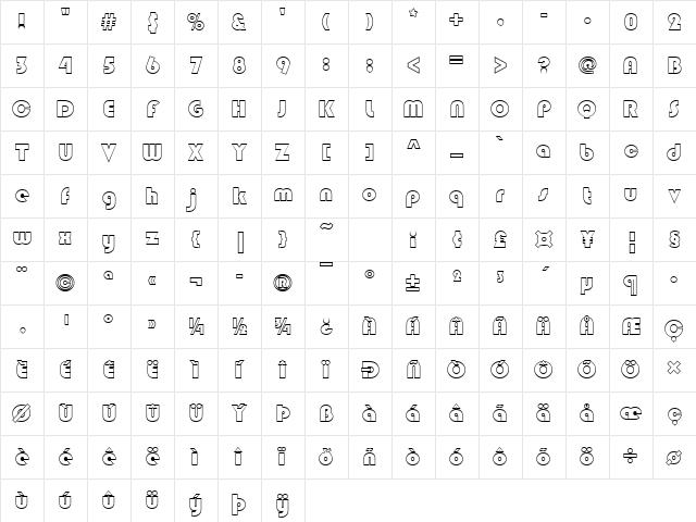 Blippo Becker Outline Regular Character Map Blippo Becker Outline Regular Character Map