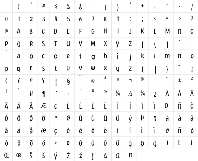 JacobyCondICG Light Character Map JacobyCondICG Light Character Map