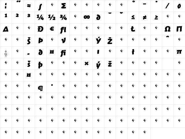 Jambono-BlackExpert Regular Character Map
