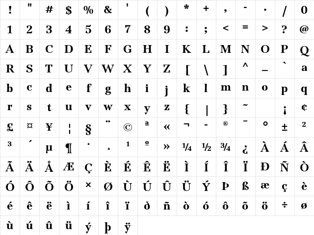Jamille ITC Std Black Character Map
