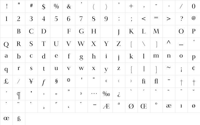 JardineLight Regular Character Map