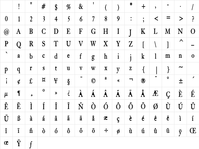 Bliss Thin Bold Italic Character Map Bliss Thin Bold Italic Character Map