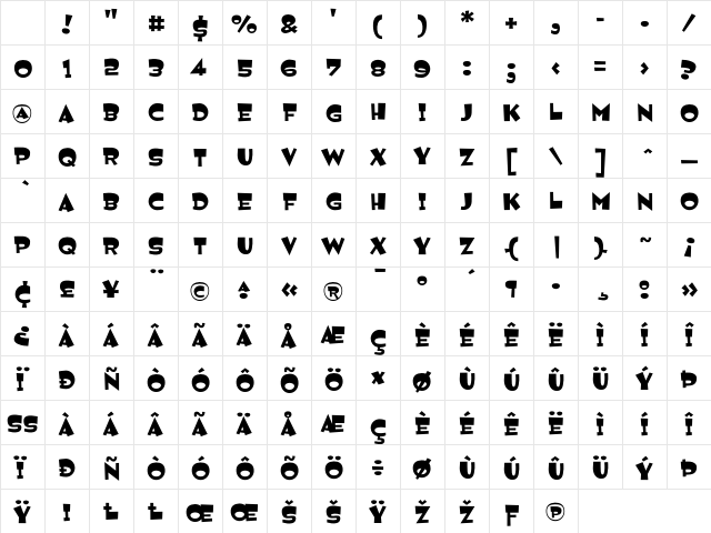 Jemima Regular Character Map