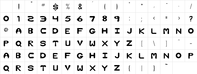 Bliss Regular Character Map Bliss Regular Character Map