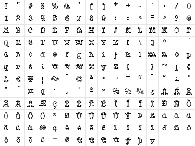 Jeu de MotsNF Regular Character Map