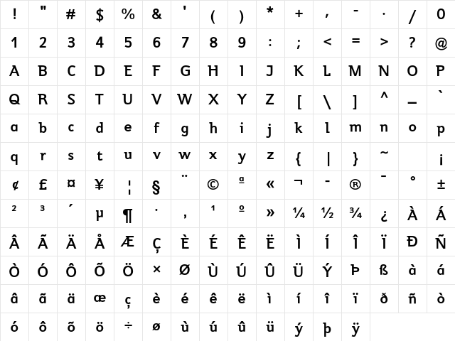 Jeunesse Std Bold Character Map