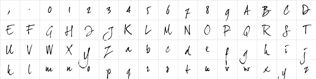 joeHand 2 Regular Character Map joeHand 2 Regular Character Map