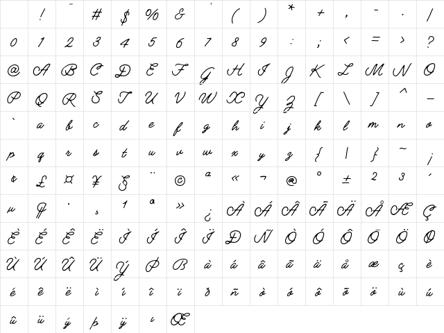 Jimmy Script Regular Character Map Jimmy Script Regular Character Map