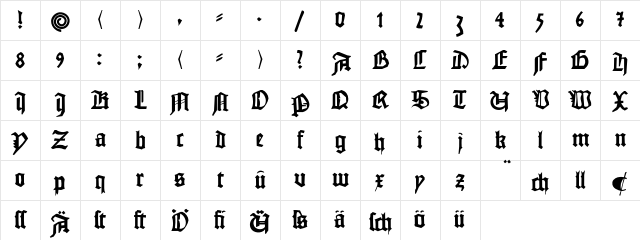 JohannesG Regular Character Map JohannesG Regular Character Map