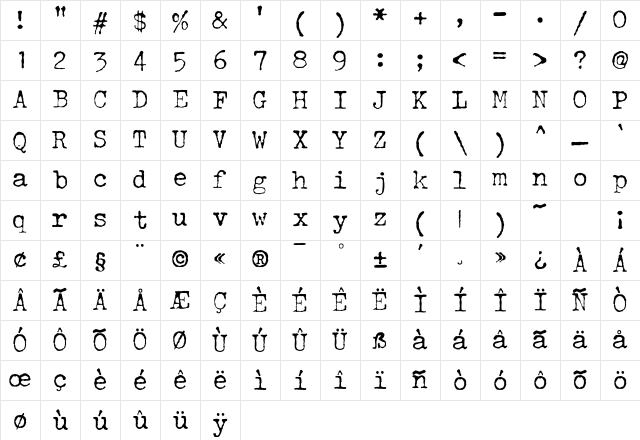 JohnDoe Regular Character Map JohnDoe Regular Character Map