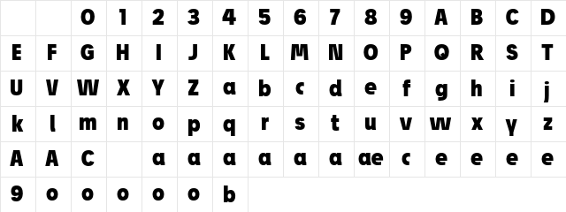 Josef Pro Bold Black Character Map