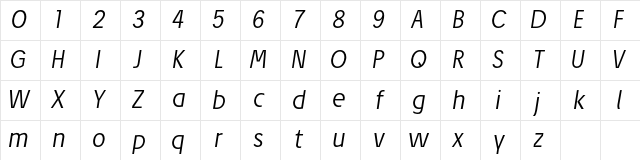 Josef Pro Light Italic Character Map