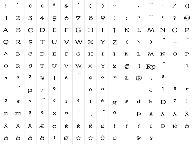 JournalUltraSmallcaps Regular Character Map