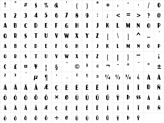 Juanita Condensed ITC Std Regular Character Map