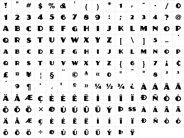 Juanita ITC Regular Character Map Juanita ITC Regular Character Map