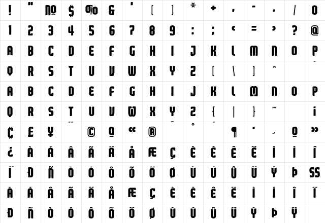 Judgement BlackCondensed Character Map Judgement BlackCondensed Character Map