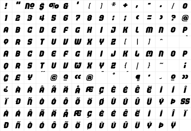 Judgement BlackItalic Character Map