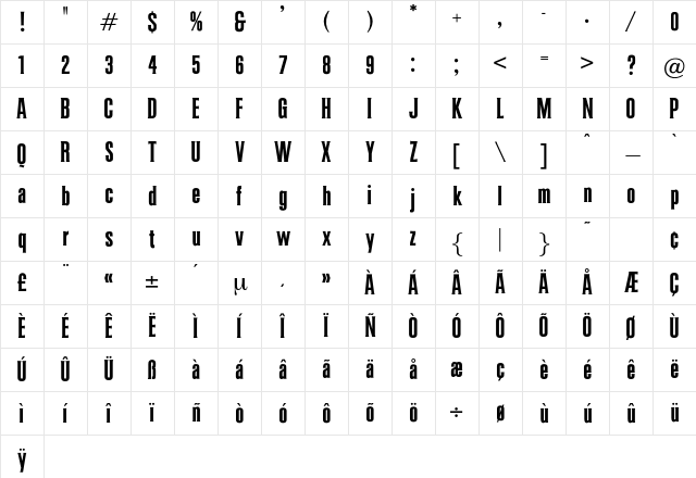 JuliusLight Regular Character Map