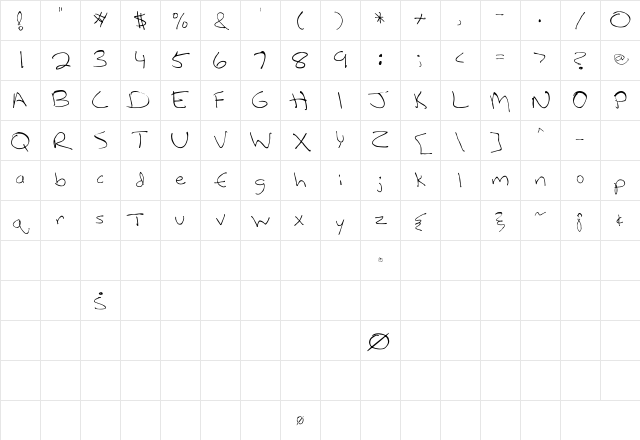 LeftyCasual Regular Character Map