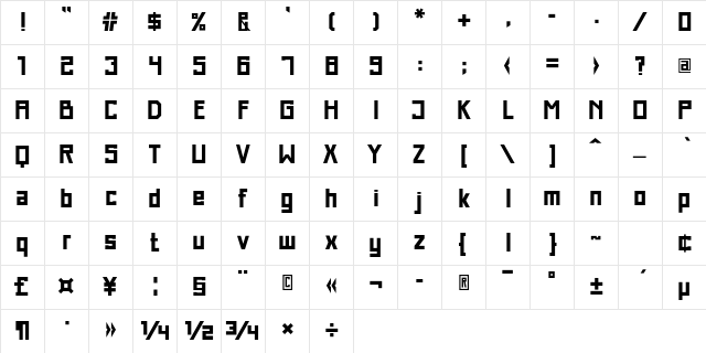 Just Square LT Std Cyrillic Bold Character Map