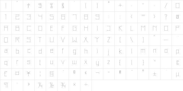 Just Square LT Std Cyrillic Ultra Thin Character Map