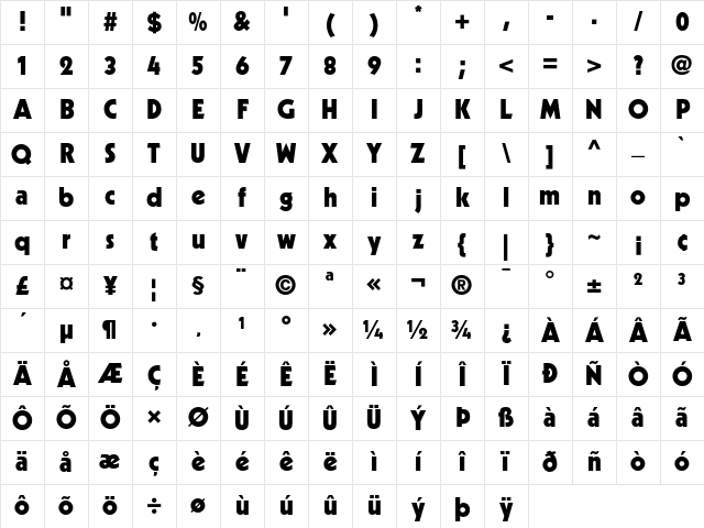 Kabel Black Character Map