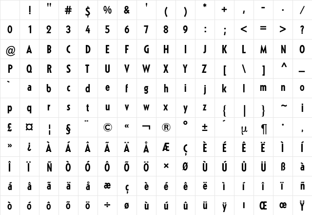Kabel BQ Regular Character Map Kabel BQ Regular Character Map
