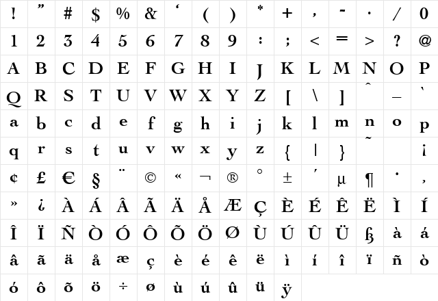 Lega Bold Character Map
