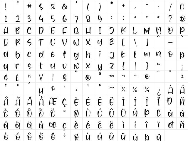 Kacang Disko Regular Character Map Kacang Disko Regular Character Map