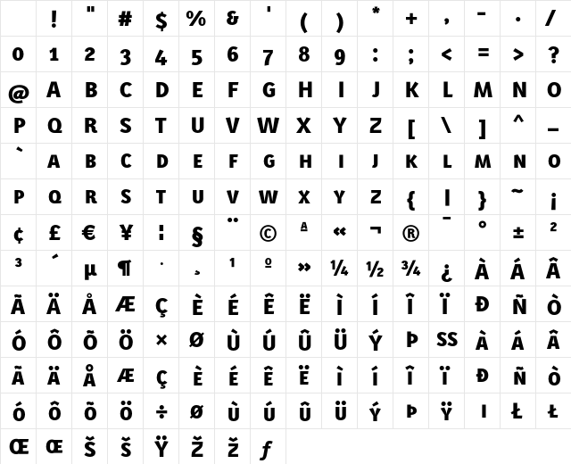 Karbid ExtraBoldCaps Character Map Karbid ExtraBoldCaps Character Map